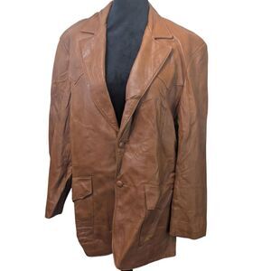 Vintage David James Western Leather Blazer, Size 44R
